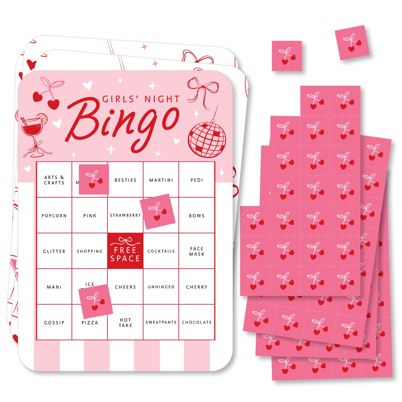 Big Dot of Happiness Girls Night Bingo Cards and Markers, Drinks with the Girls Birthday Game, Bachelorette Activity, Galentine's Bingo Game - 18 Ct